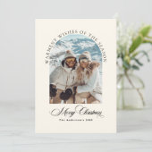 Wat een Jaar Minimalist Jaaroverzicht Boog Foto Feestdagenkaart (Staand voorkant)