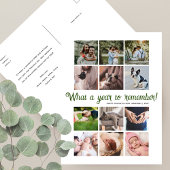 Wat een jaar minimalistische 12 foto collage kerst feestdagenkaart