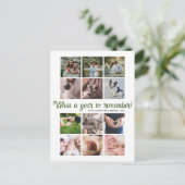 Wat een jaar minimalistische 12 foto collage kerst feestdagenkaart (Staand voorkant)