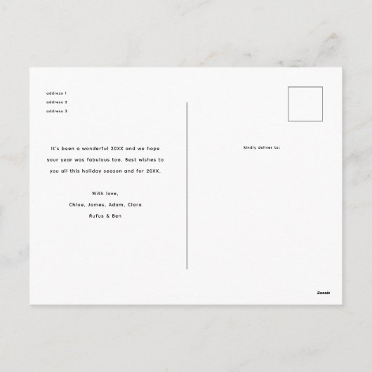 Wat een jaar minimalistische 12 foto collage kerst feestdagenkaart (Achterkant)