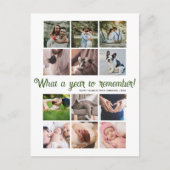 Wat een jaar minimalistische 12 foto collage kerst feestdagenkaart (Voorkant)