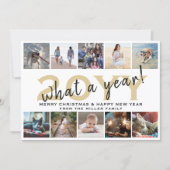 Wat een jaar Modern 10 Foto Collage White en Gold Feestdagenkaart (Voorkant)