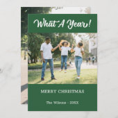 Wat een jaar modern 2 Foto groen Feestdagenkaart (Voorkant / Achterkant)