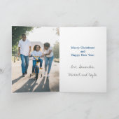 Wat een jaar modern 2 fotoblauw feestdagen kaart (Binnen)