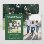 Wat een jaar modern 3 Foto groen Feestdagenkaart (Voorkant / Achterkant)