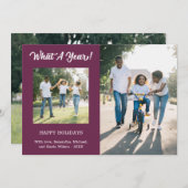 Wat een jaar modern foto Paars Feestdagenkaart (Voorkant / Achterkant)