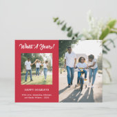 Wat een jaar modern Foto Rood Feestdagenkaart (Staand voorkant)