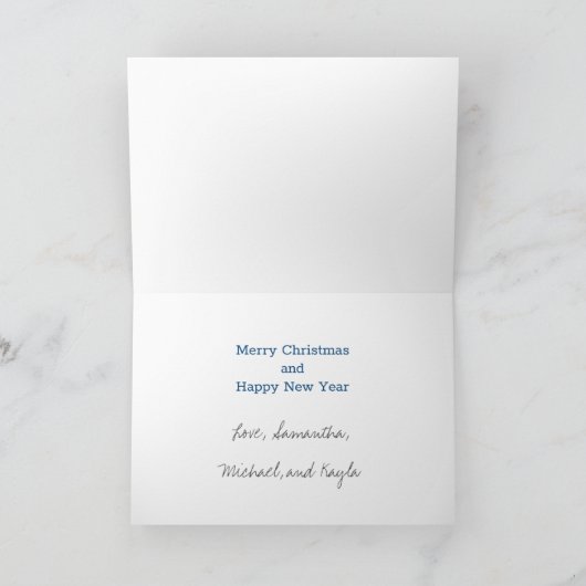 Wat een jaar modern fotoblauw feestdagen kaart (Binnen)