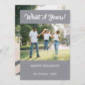 Wat een jaar moderne 2 foto grijs feestdagenkaart (Voorkant / Achterkant)