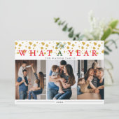 Wat een jaar moderne 3 Foto Collage Holiday Kaart (Staand voorkant)