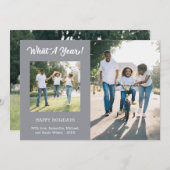 Wat een jaar moderne 3 foto grijs feestdagenkaart (Voorkant / Achterkant)