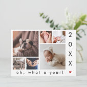 Wat een jaar! Moderne eenvoudige 6 foto-collage Feestdagenkaart (Staand voorkant)