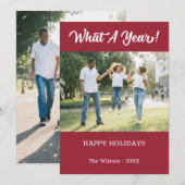 Wat een jaar moderne foto van Burgundy Feestdagenkaart (Voorkant / Achterkant)