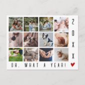 Wat een jaar! Moderne typografie 12 Fotocollage Feestdagenkaart (Voorkant)