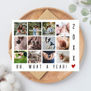 Wat een jaar! Moderne typografie 12 Fotocollage Feestdagenkaart