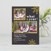 Wat een jaar! | Moderne zwarte en gouden kerstfoto Kaart (Staand voorkant)