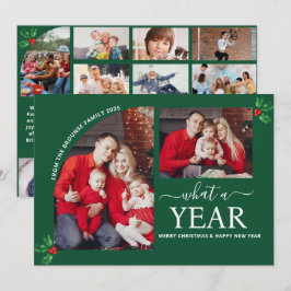 Wat een jaar Multi Photo Collage Christmas Green Kaart