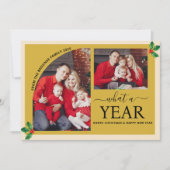 Wat een jaar Multi Photo Collage Christmas Holly Kaart (Voorkant)