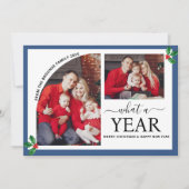 Wat een jaar Multi Photo Collage Christmas Holly Kaart (Voorkant)