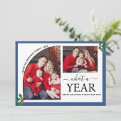 Wat een jaar Multi Photo Collage Christmas Holly Kaart (Staand voorkant)