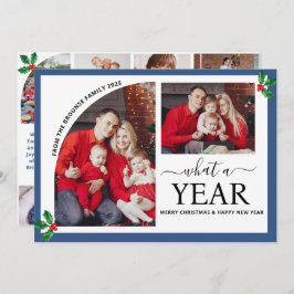 Wat een jaar Multi Photo Collage Christmas Holly Kaart