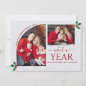 Wat een jaar Multi Photo Collage Christmas Holly Kaart (Voorkant)