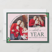 Wat een jaar Multi Photo Collage Christmas Pink Kaart (Voorkant)