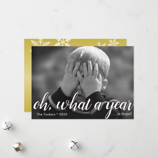 Wat een jaar (om te vergeten!) Happy New Year Card Feestdagenkaart (Voorkant / Achterkant in situ)