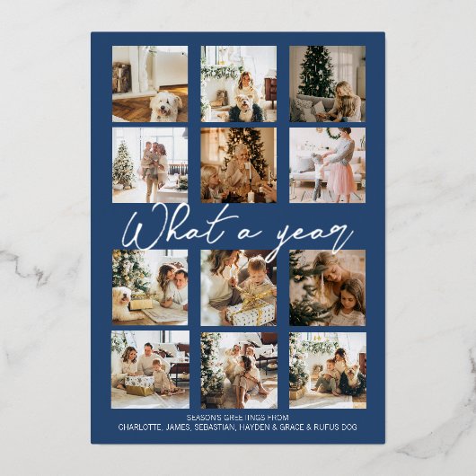 Wat een jaar op maat gesneden Kerstmis Folie Feestdagenkaart (Voorkant)