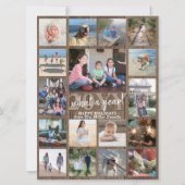 Wat een jaar! Overmaats fotocollage hout en licht Feestdagenkaart (Voorkant)