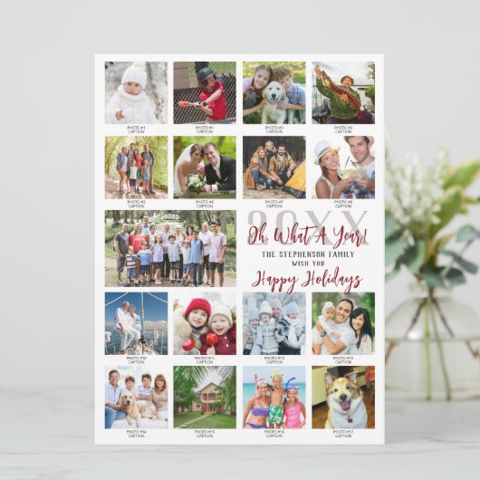 Wat een jaar overzette fotocollage bijschriften feestdagenkaart (Staand voorkant)