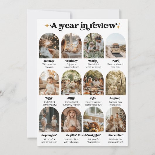 Wat een jaar overzicht fotocollage vrolijk kerstfe feestdagenkaart (Achterkant)