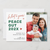 Wat een jaar Peace Out 2022 Prettig Kerstmis Foto Feestdagenkaart (Voorkant)