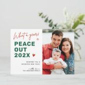 Wat een jaar Peace Out 2022 Prettig Kerstmis Foto Feestdagenkaart (Staand voorkant)