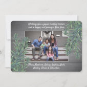 Wat een jaar! QR-code 12 Foto-Collage Wood & Pine Feestdagenkaart (Achterkant)