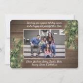 Wat een jaar! QR Code 12 Foto Hout, dennen & licht Feestdagenkaart (Achterkant)