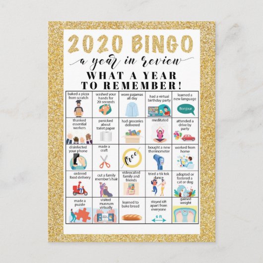 Wat een jaar quarantaine activiteiten Vakantie Bri Briefkaart (Voorkant)