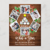 Wat een jaar Quarantine Kerstboom 6 Foto Briefkaart (Voorkant)