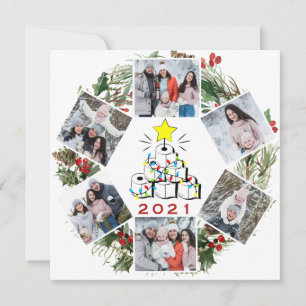 Wat een jaar Quarantine Kerstboom 6 PHOTO Feestdagenkaart