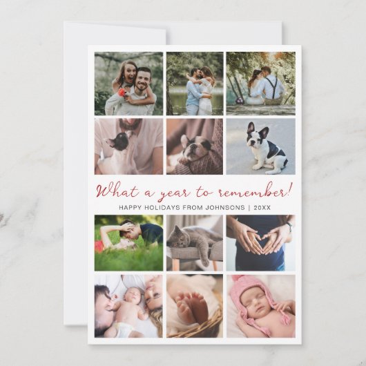 Wat een jaar Red 12 Photo Collage Kerstmis Feestdagenkaart (Voorkant)