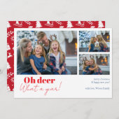 Wat een jaar Red 3 foto's Kerstmis Feestdagenkaart (Voorkant / Achterkant)