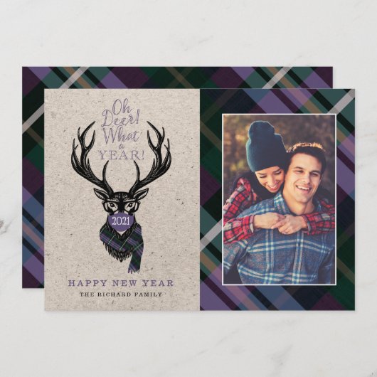 Wat een jaar! Reindeer Pset Scarf en Masker Feestdagenkaart (Voorkant / Achterkant)