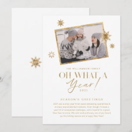 Wat een jaar! Review Gold White 1 Foto Feestdagenkaart