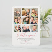 Wat een jaar rode fotocollage feestdagenkaart (Staand voorkant)