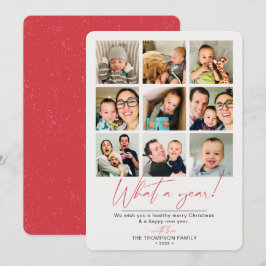 Wat een jaar rode fotocollage feestdagenkaart