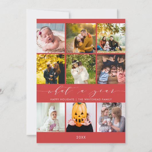 Wat een jaar | Rode kerstkaart foto's (Voorkant)