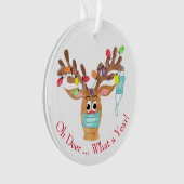 Wat een jaar! Rooddoffer Gemaskerd rendier Ornament (voorkant)