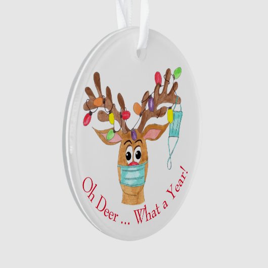 Wat een jaar! Rooddoffer Gemaskerd rendier Ornament (voorkant)