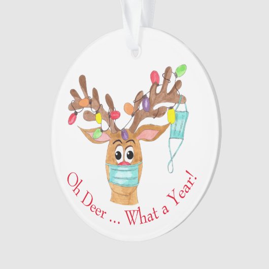 Wat een jaar! Rooddoffer Gemaskerd rendier Ornament (voorkant)