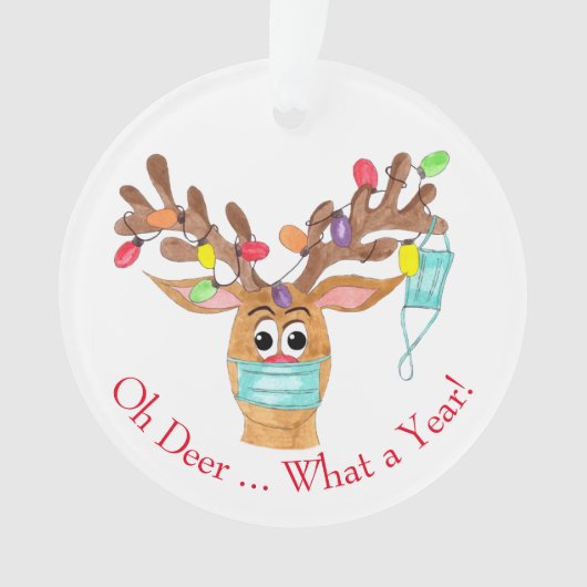 Wat een jaar! Rooddoffer Gemaskerd rendier Ornament (voorkant)